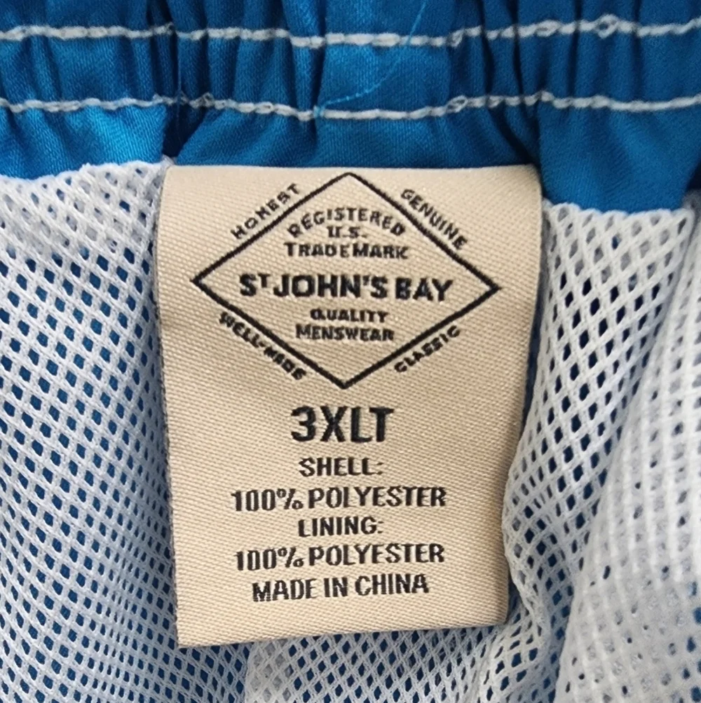 St. John's Bay Men's Elastic Drawstring Waist Swim Trunck Pockets Sz 3XL (NWT)